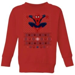 Marvel Avengers Spider-Man Kids Christmas Jumper - Red