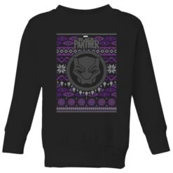Marvel Avengers Black Panther Kids Christmas Jumper - Black
