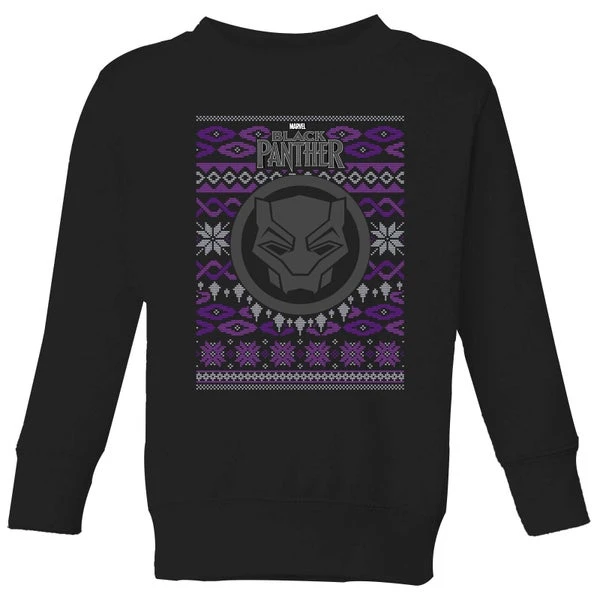 Marvel Avengers Black Panther Kids Christmas Jumper - Black 3 Marvel Avengers Black Panther Kids Christmas Jumper - Black