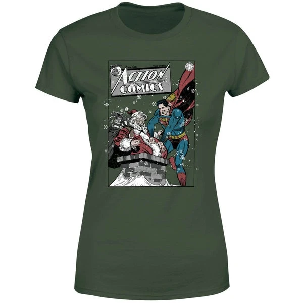 DC COMICS DC Superman Action Comics Women's Christmas T-Shirt - Forest Green 7 DC COMICS DC Superman Action Comics Women's Christmas T-Shirt - Forest Green - Image 5