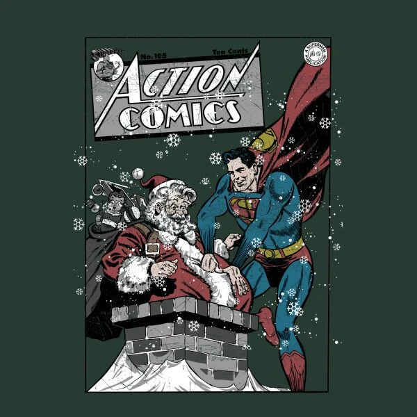 DC COMICS DC Superman Action Comics Women's Christmas T-Shirt - Forest Green 4 DC COMICS DC Superman Action Comics Women's Christmas T-Shirt - Forest Green - Image 2