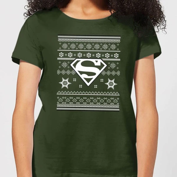 DC COMICS DC Superman Women's Christmas T-Shirt - Forest Green 3 DC COMICS DC Superman Women's Christmas T-Shirt - Forest Green