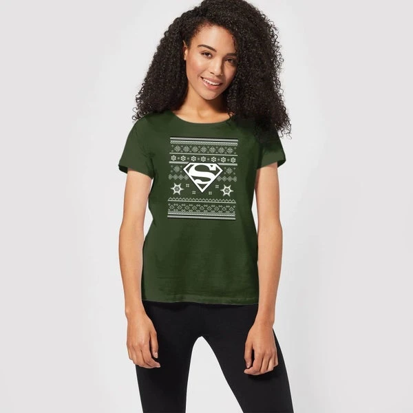 DC COMICS DC Superman Women's Christmas T-Shirt - Forest Green 5 DC COMICS DC Superman Women's Christmas T-Shirt - Forest Green - Image 3