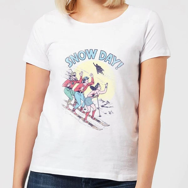 DC COMICS DC Snow Day! Women's Christmas T-Shirt - White 3 DC COMICS DC Snow Day! Women's Christmas T-Shirt - White