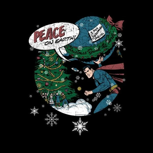 DC COMICS DC Superman Peace On Earth Women's Christmas T-Shirt - Black 4 DC COMICS DC Superman Peace On Earth Women's Christmas T-Shirt - Black - Image 2