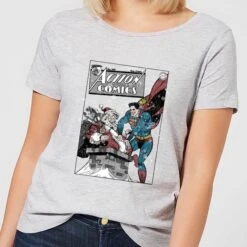DC COMICS DC Superman Action Comics Women's Christmas T-Shirt - Grey