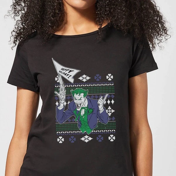 DC COMICS DC Joker Women's Christmas T-Shirt - Black 3 DC COMICS DC Joker Women's Christmas T-Shirt - Black