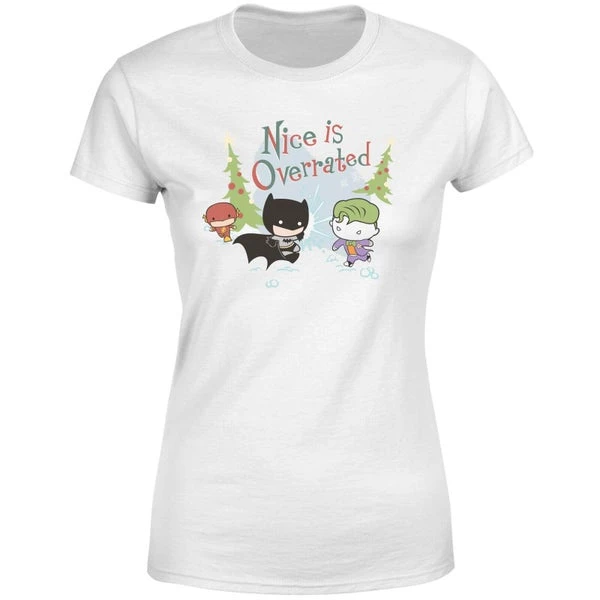 DC COMICS DC Nice Is Overrated Women's Christmas T-Shirt - White 7 DC COMICS DC Nice Is Overrated Women's Christmas T-Shirt - White - Image 5