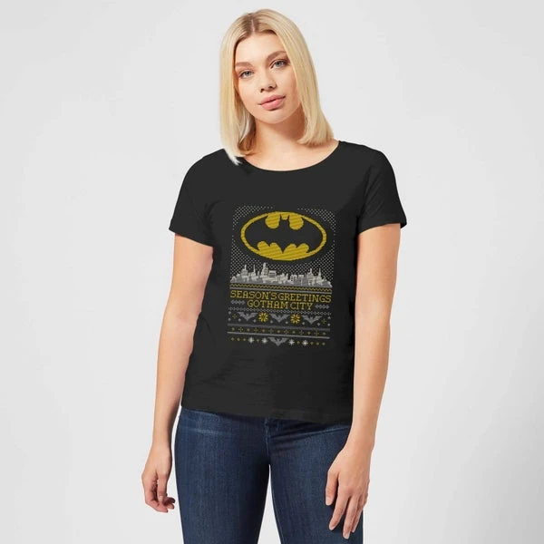 DC COMICS DC Seasons Greetings From Gotham Women's Christmas T-Shirt - Black 5 DC COMICS DC Seasons Greetings From Gotham Women's Christmas T-Shirt - Black - Image 3
