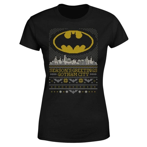DC COMICS DC Seasons Greetings From Gotham Women's Christmas T-Shirt - Black 7 DC COMICS DC Seasons Greetings From Gotham Women's Christmas T-Shirt - Black - Image 5