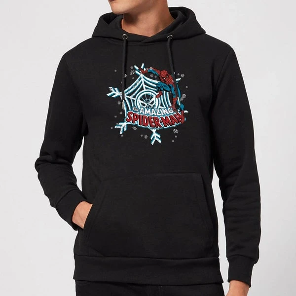 Marvel The Amazing Spider-Man Snowflake Web Christmas Hoodie - Black 3 Marvel The Amazing Spider-Man Snowflake Web Christmas Hoodie - Black