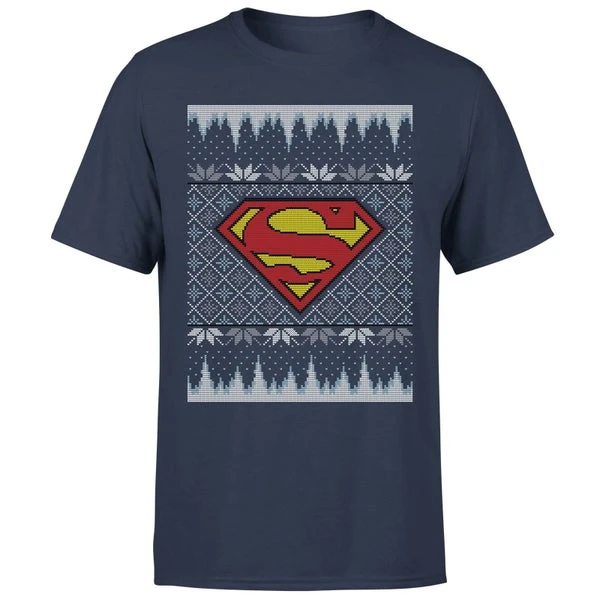 DC COMICS DC Superman Knit Men's Christmas T-Shirt - Navy 7 DC COMICS DC Superman Knit Men's Christmas T-Shirt - Navy - Image 5