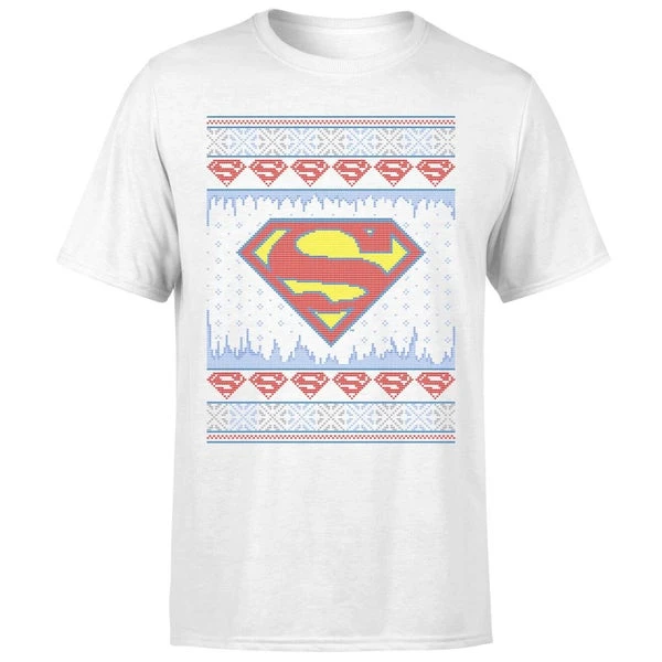 DC COMICS DC Supergirl Knit Men's Christmas T-Shirt - White 7 DC COMICS DC Supergirl Knit Men's Christmas T-Shirt - White - Image 5