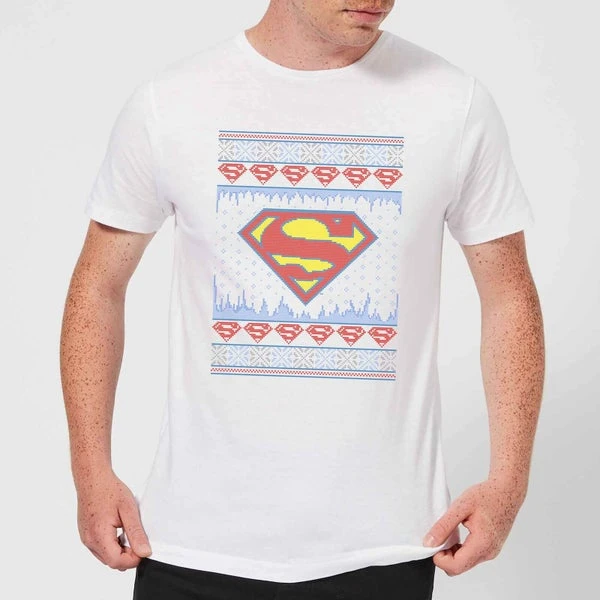 DC COMICS DC Supergirl Knit Men's Christmas T-Shirt - White 3 DC COMICS DC Supergirl Knit Men's Christmas T-Shirt - White