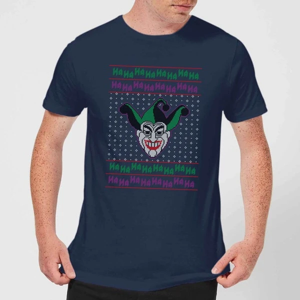 DC COMICS DC Joker Knit Men's Christmas T-Shirt - Navy 3 DC COMICS DC Joker Knit Men's Christmas T-Shirt - Navy