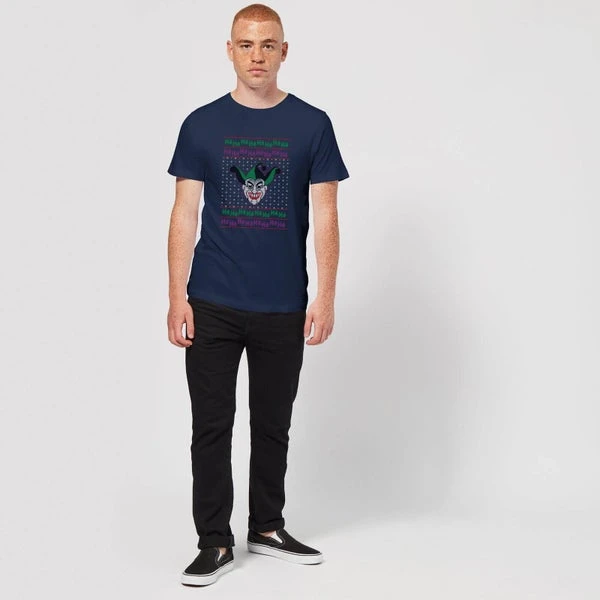DC COMICS DC Joker Knit Men's Christmas T-Shirt - Navy 5 DC COMICS DC Joker Knit Men's Christmas T-Shirt - Navy - Image 3