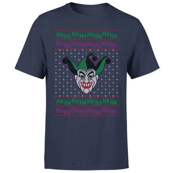 DC COMICS DC Joker Knit Men's Christmas T-Shirt - Navy 7 DC COMICS DC Joker Knit Men's Christmas T-Shirt - Navy - Image 5