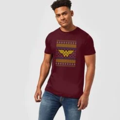 DC COMICS DC Wonder Woman Knit Men's Christmas T-Shirt - Burgundy 9 DC COMICS DC Wonder Woman Knit Men's Christmas T-Shirt - Burgundy -Fashion Clothing Shop 11970133 1744627065637497
