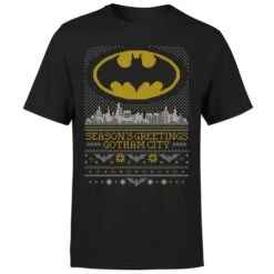 DC COMICS DC Seasons Greetings From Gotham Men's Christmas T-Shirt - Black -Fashion Clothing Shop 11970340 9184627067416683