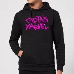 Captain Marvel Spray Text Hoodie - Black
