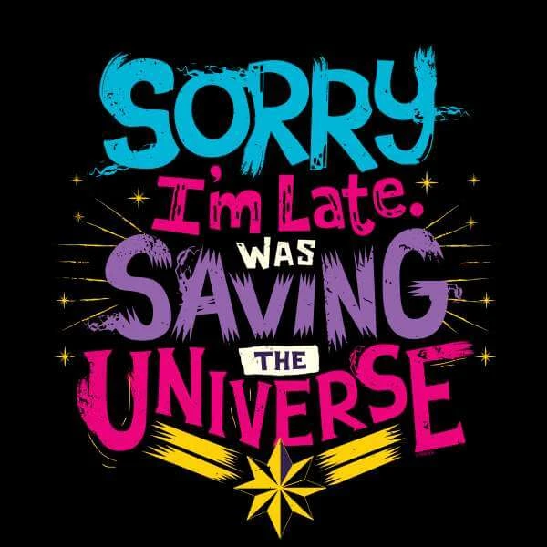 Captain Marvel Sorry I'm Late Hoodie - Black 4 Captain Marvel Sorry I'm Late Hoodie - Black - Image 2