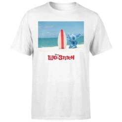 Disney Lilo And Stitch Surf Beach Men's T-Shirt - White -Fashion Clothing Shop 12058050 1464658989072449