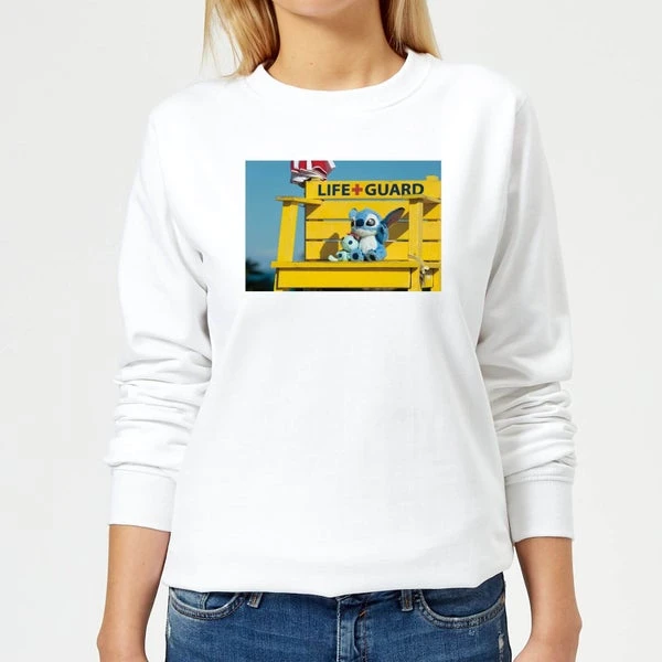 Disney Lilo And Stitch Life Guard Women's Sweatshirt - White 3 Disney Lilo And Stitch Life Guard Women's Sweatshirt - White