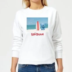 Disney Lilo And Stitch Surf Beach Women's Sweatshirt - White
