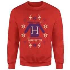 Harry Potter Christmas Sweater Christmas Jumper - Red -Fashion Clothing Shop 12064848 2114657725354930