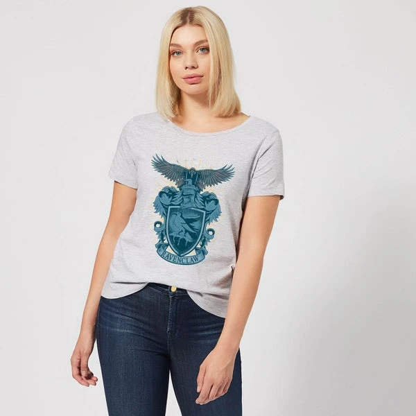 Harry Potter Ravenclaw Drawn Crest Women's T-Shirt - Grey 5 Harry Potter Ravenclaw Drawn Crest Women's T-Shirt - Grey - Image 3