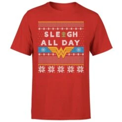 DC COMICS Wonder Woman 'Sleigh All Day Men's Christmas T-Shirt - Red -Fashion Clothing Shop 12336675 2714714228225728