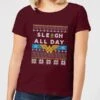 DC COMICS Wonder Woman 'Sleigh All Day Women's Christmas T-Shirt - Burgundy