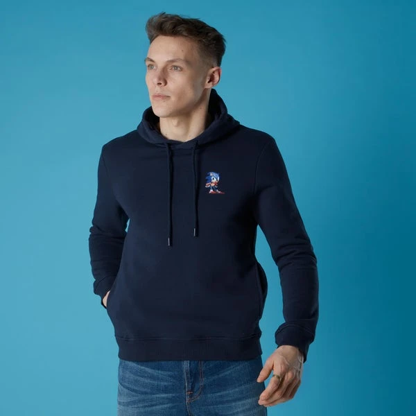 Sega Retro Sonic Unisex Hoodie - Navy 4 Sega Retro Sonic Unisex Hoodie - Navy - Image 2