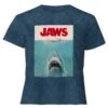 Jaws Classic Poster - Women's Cropped T-Shirt - Navy Acid Wash -Fashion Clothing Shop 12729613 2044813060958067