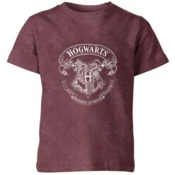 Harry Potter Hogwarts Kids' T-Shirt - Burgundy Acid Wash