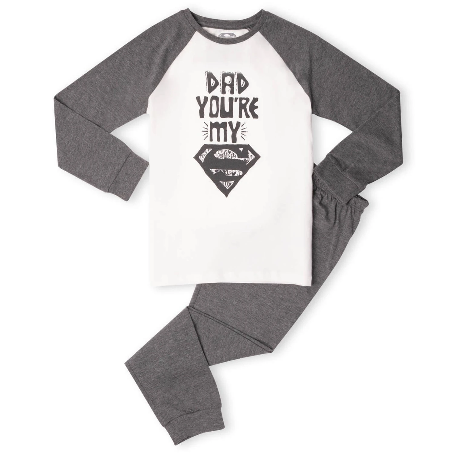 DC Dad You're My Superman Kids' Pyjamas - White/Grey 3 DC Dad You're My Superman Kids' Pyjamas - White/Grey