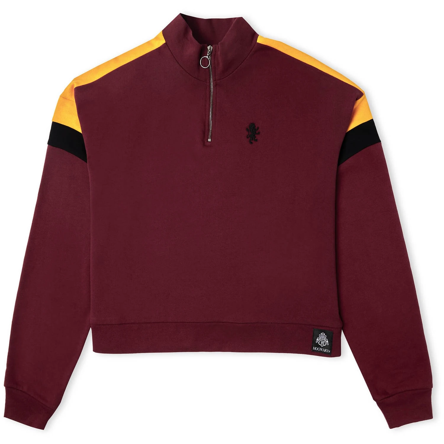 Gryffindor House Women's Funnel Neck Cropped Sweater - Burgundy 3 Gryffindor House Women's Funnel Neck Cropped Sweater - Burgundy