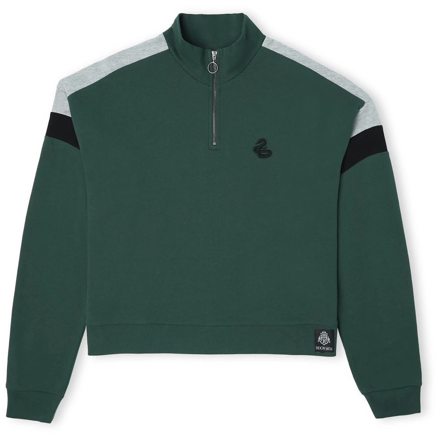 Slytherin House Women's Funnel Neck Cropped Sweater - Green 3 Slytherin House Women's Funnel Neck Cropped Sweater - Green