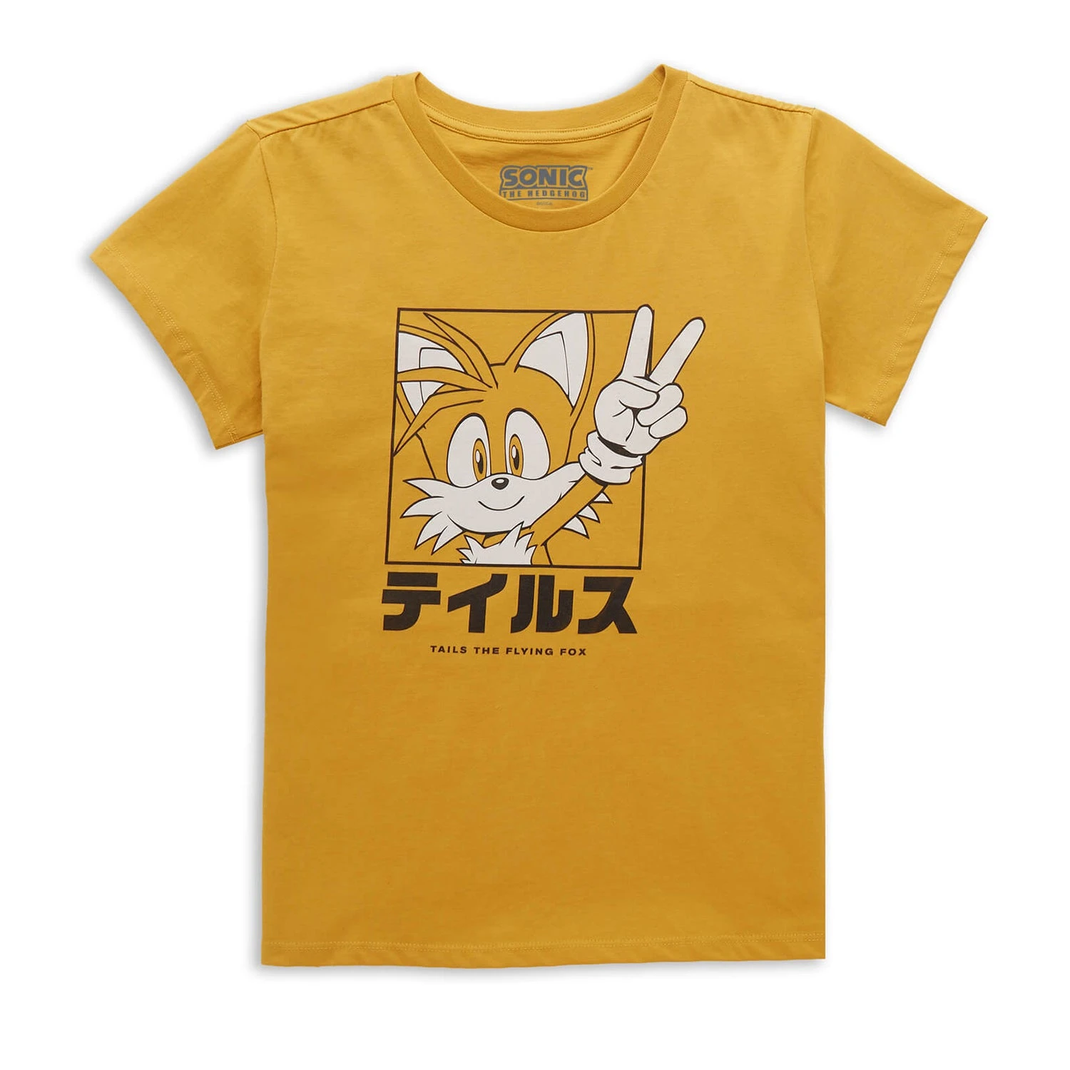 Sonic The Hedgehog Tails Katakana Women's T-Shirt - Mustard 3 Sonic The Hedgehog Tails Katakana Women's T-Shirt - Mustard