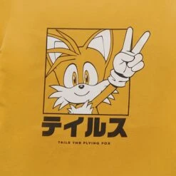 Sonic The Hedgehog Tails Katakana Men's T-Shirt - Mustard -Fashion Clothing Shop 13715758 7624946429526927