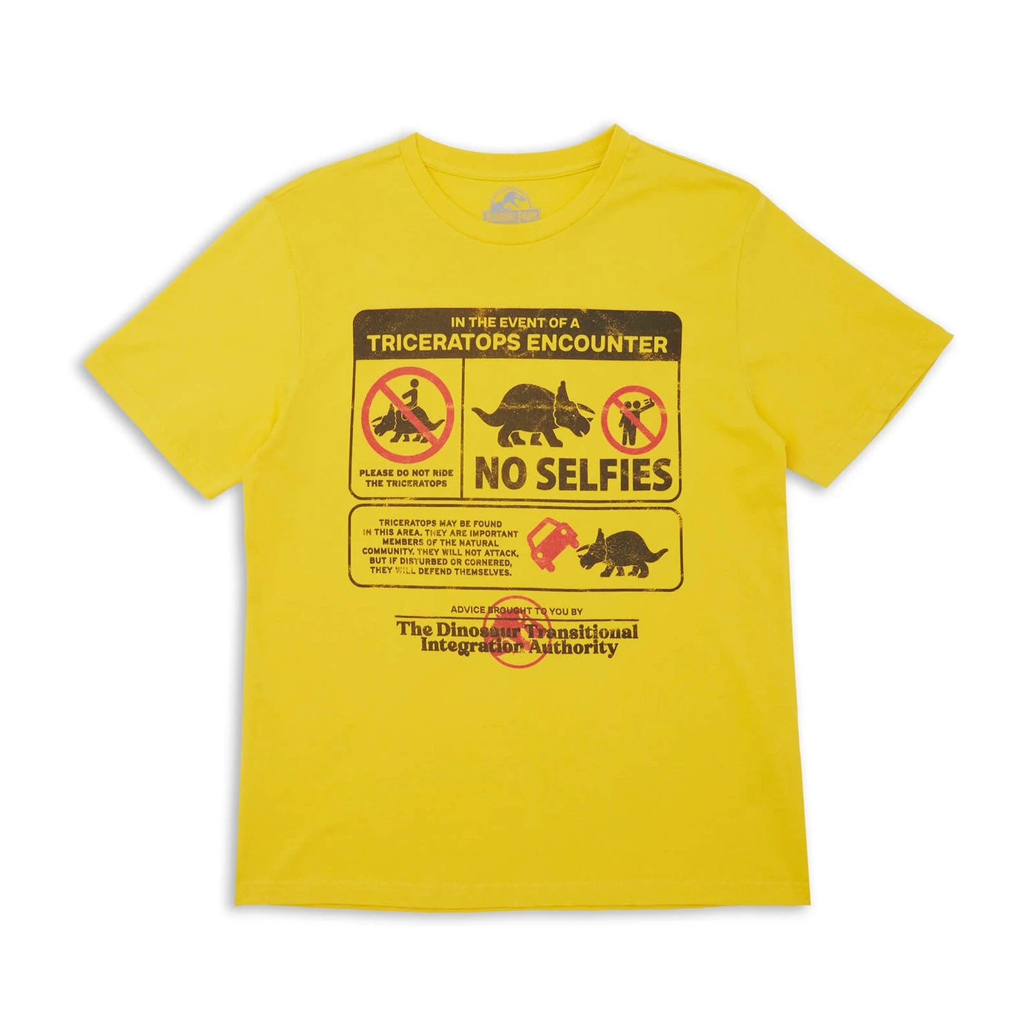 Jurassic World Triceratops Encounter Survival Guide Men's T-Shirt - Yellow 3 Jurassic World Triceratops Encounter Survival Guide Men's T-Shirt - Yellow
