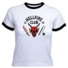Stranger Things Hellfire Club Women's Cropped Ringer T-Shirt - White Black -Fashion Clothing Shop 13881655 1144964035160028