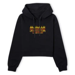Stranger Things Flames Logo Women's Cropped Hoodie - Black
