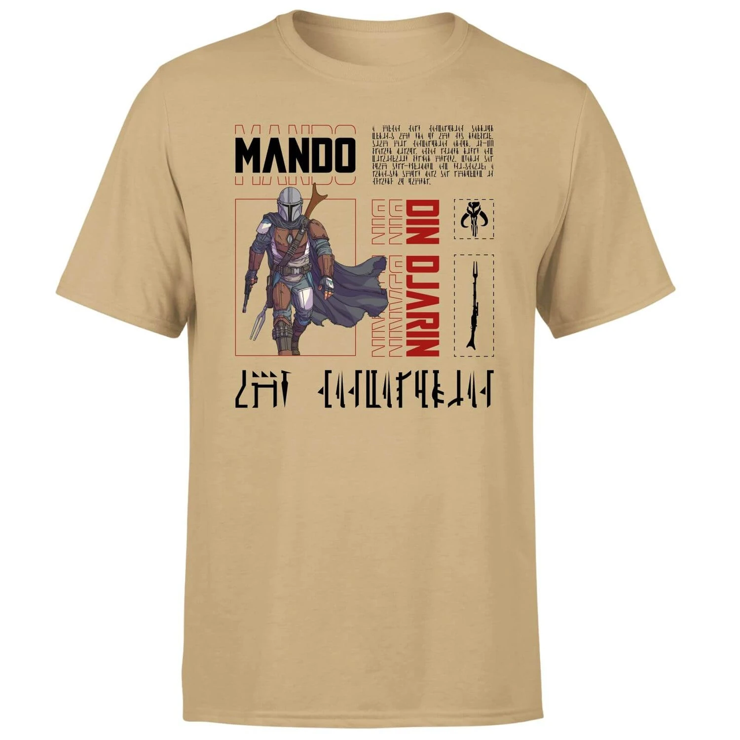 Star Wars The Mandalorian Biography Men's T-Shirt - Tan 3 Star Wars The Mandalorian Biography Men's T-Shirt - Tan