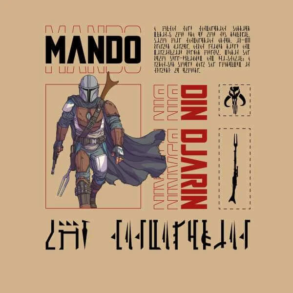 Star Wars The Mandalorian Biography Men's T-Shirt - Tan 4 Star Wars The Mandalorian Biography Men's T-Shirt - Tan - Image 2