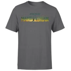 Star Wars The Mandalorian Sunset Logo Men's T-Shirt - Charcoal