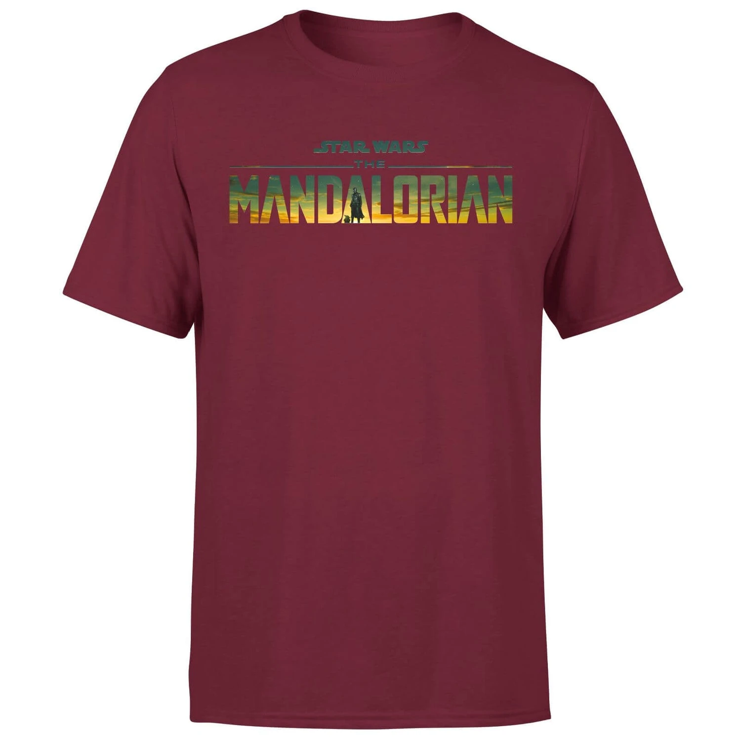 Star Wars The Mandalorian Sunset Logo Men's T-Shirt - Burgundy 3 Star Wars The Mandalorian Sunset Logo Men's T-Shirt - Burgundy