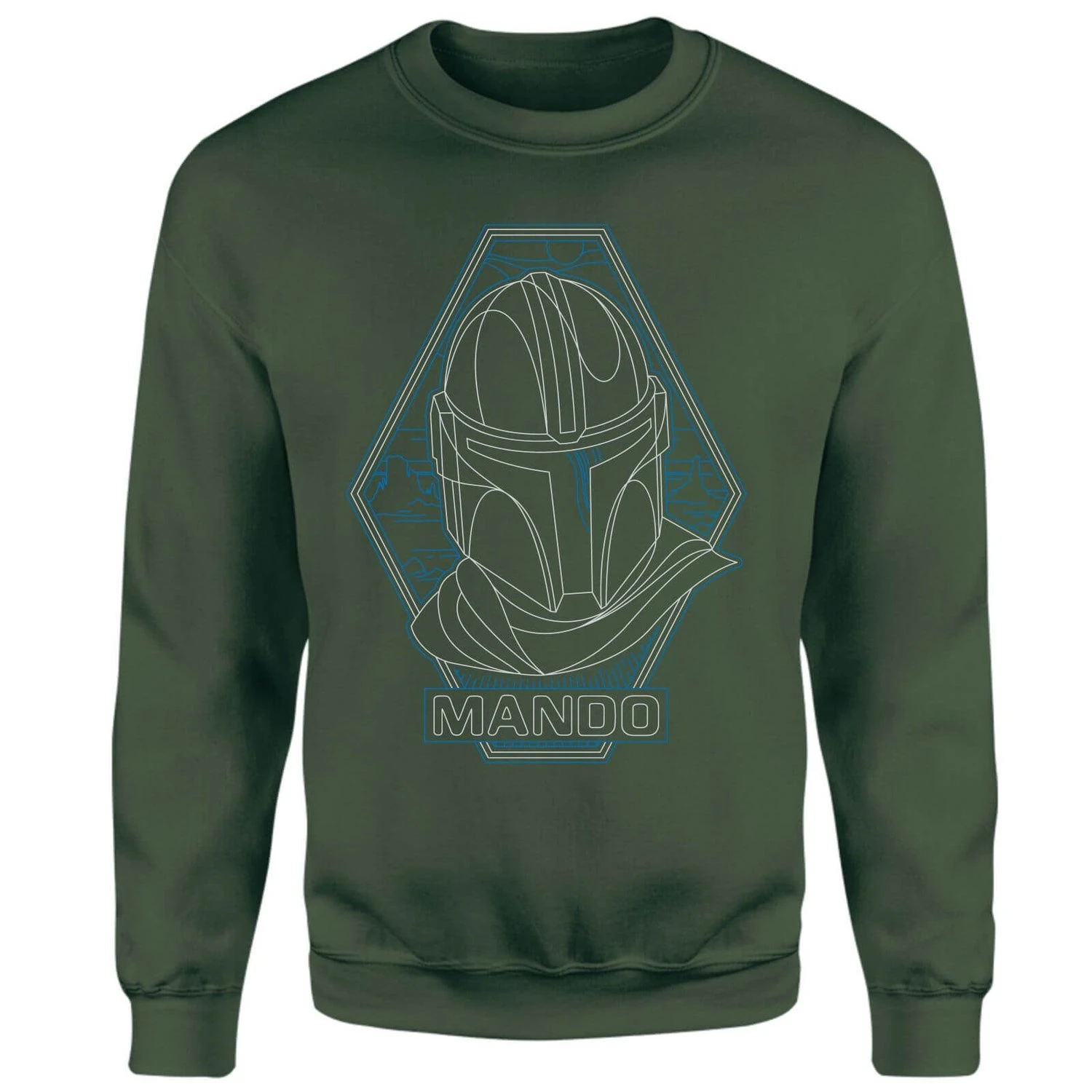 Star Wars The Mandalorian Mando Line Art Badge Sweatshirt - Green 3 Star Wars The Mandalorian Mando Line Art Badge Sweatshirt - Green