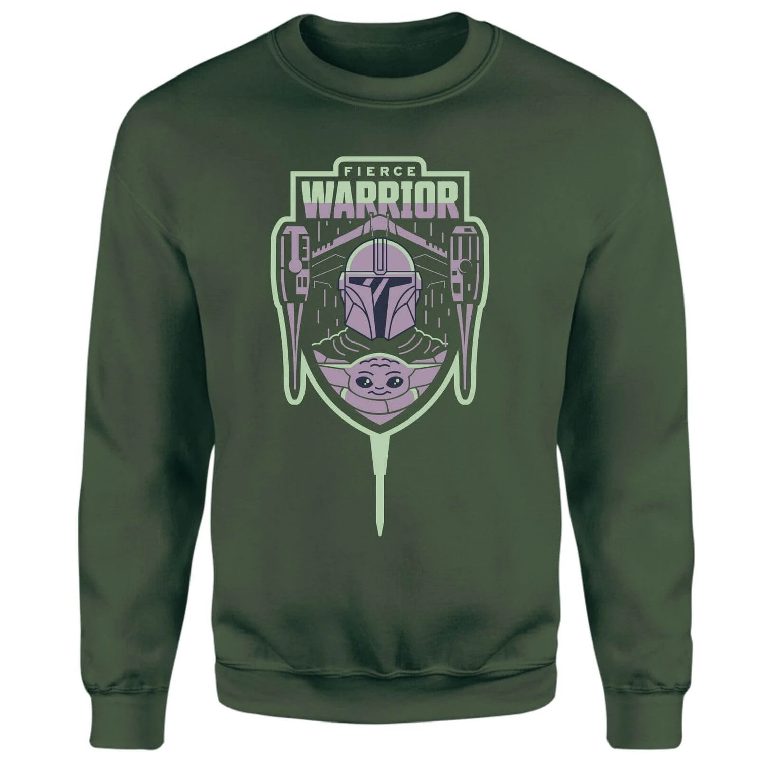Star Wars The Mandalorian Fierce Warrior Sweatshirt - Green 3 Star Wars The Mandalorian Fierce Warrior Sweatshirt - Green