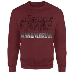 Star Wars The Mandalorian Helmets Line Art - Light Base Sweatshirt - Burgundy